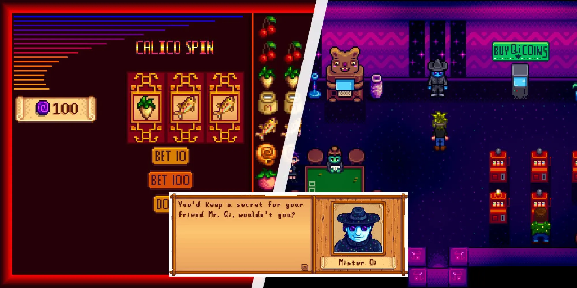 Mr. Qi trong Sòng bạc Sa mạc Calico, nơi đổi Thẻ Hội viên Stardew Valley