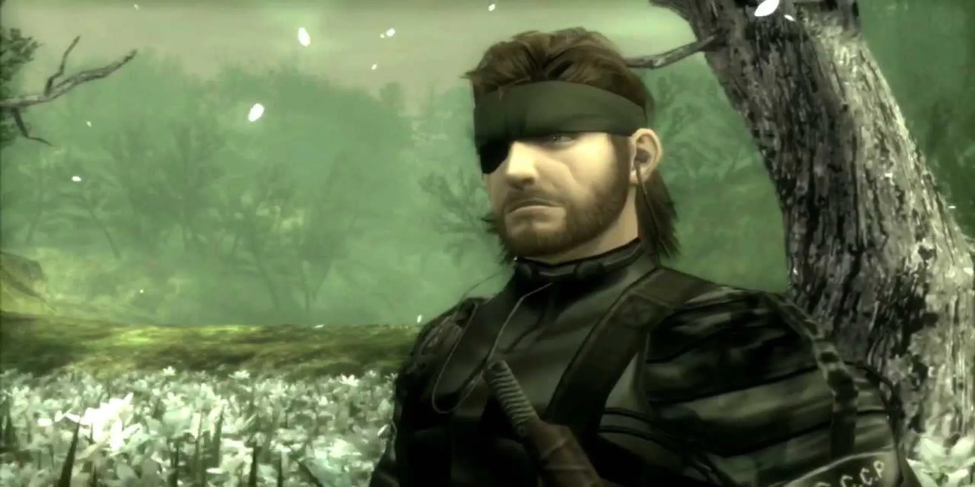 Naked Snake với bộ đồ ngụy trang trong Metal Gear Solid 3: Snake Eater, chuẩn bị cho nhiệm vụ sinh tồn
