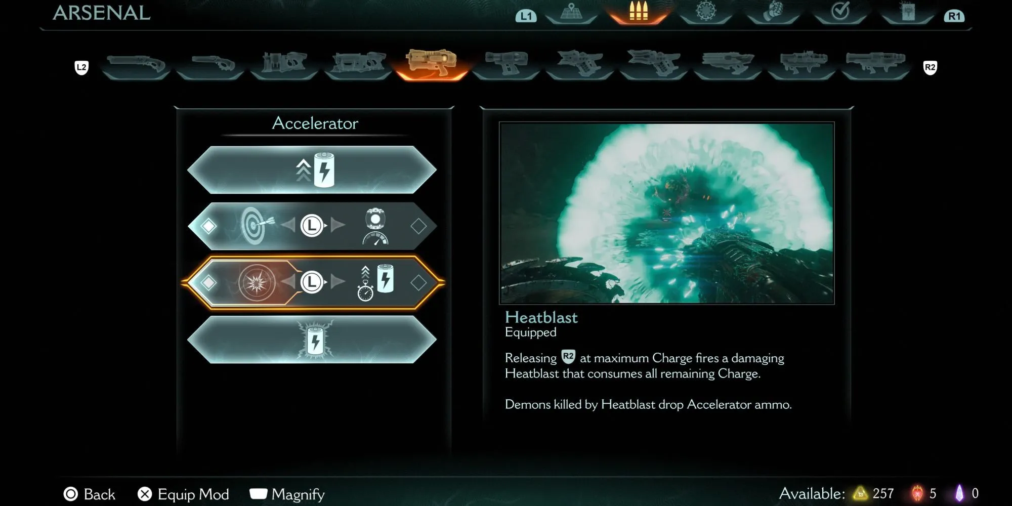 Nâng cấp Heatblast cho vũ khí Accelerator trong DOOM The Dark Ages