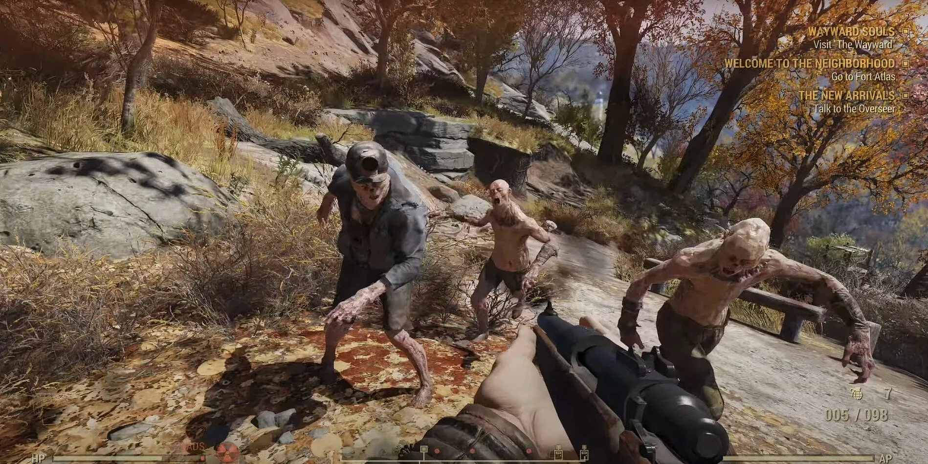 Người chơi Fallout 76 chiến đấu với bầy Ghoul trong vùng đất hoang tàn