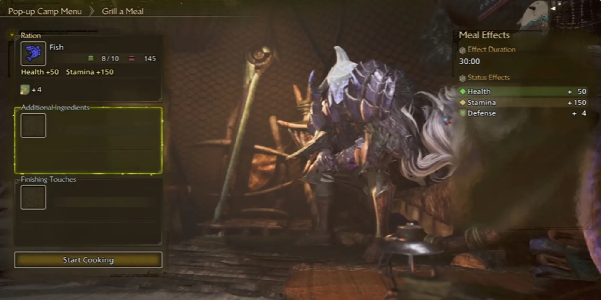 Nguyên liệu cá cho bữa ăn trong Monster Hunter Wilds