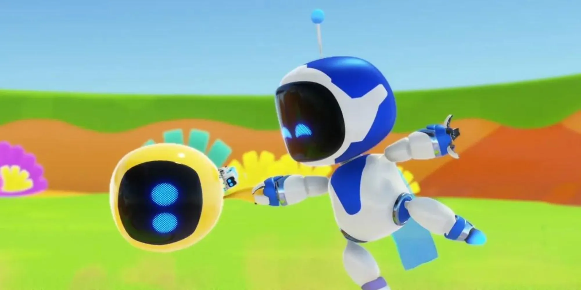 Nhân vật Astro Bot trong một màn chơi đầy thử thách và chướng ngại vật của game Astro Bot