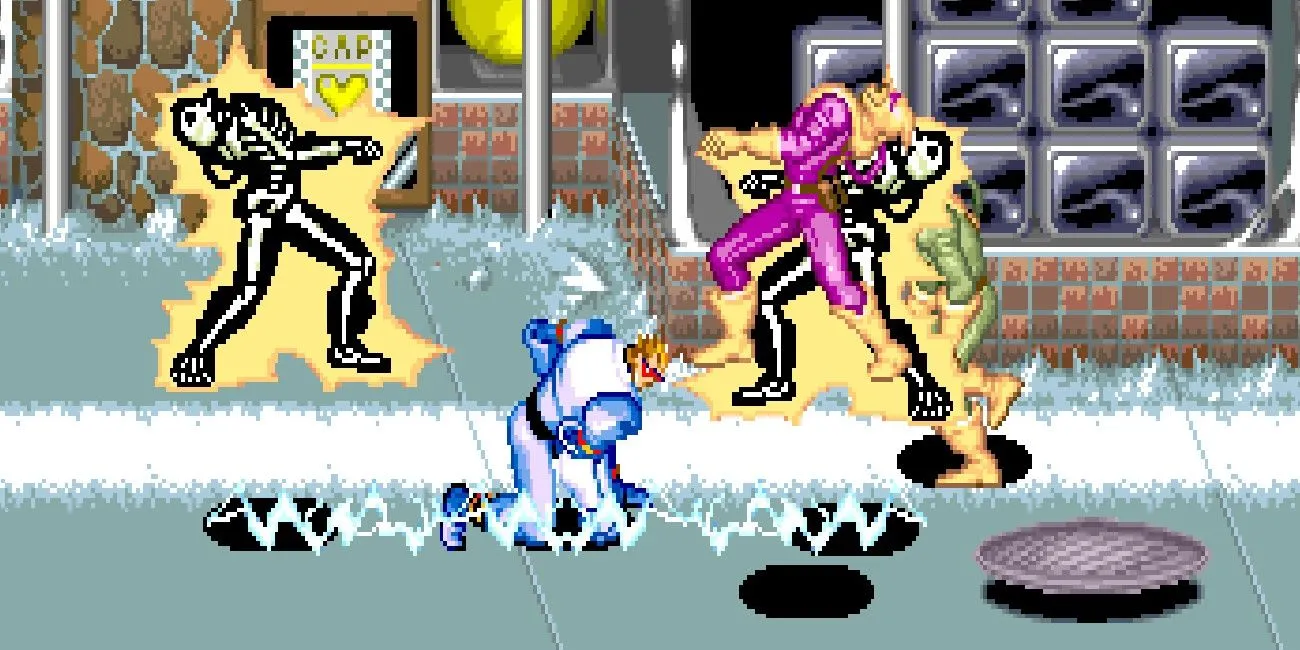 Nhân vật Captain Commando dùng điện tấn công kẻ địch