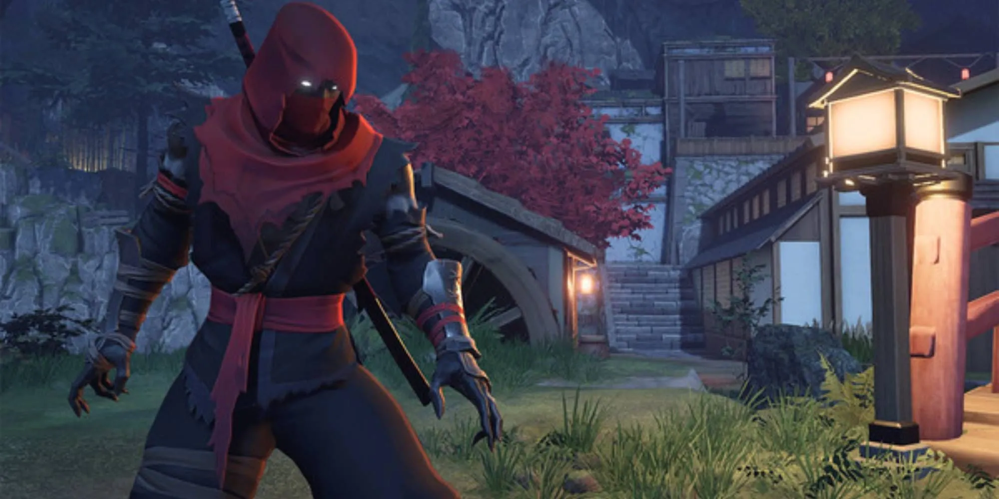 Nhân vật chính của Aragami 2, một ninja bóng tối, chuẩn bị thực hiện một pha hành động lén lút