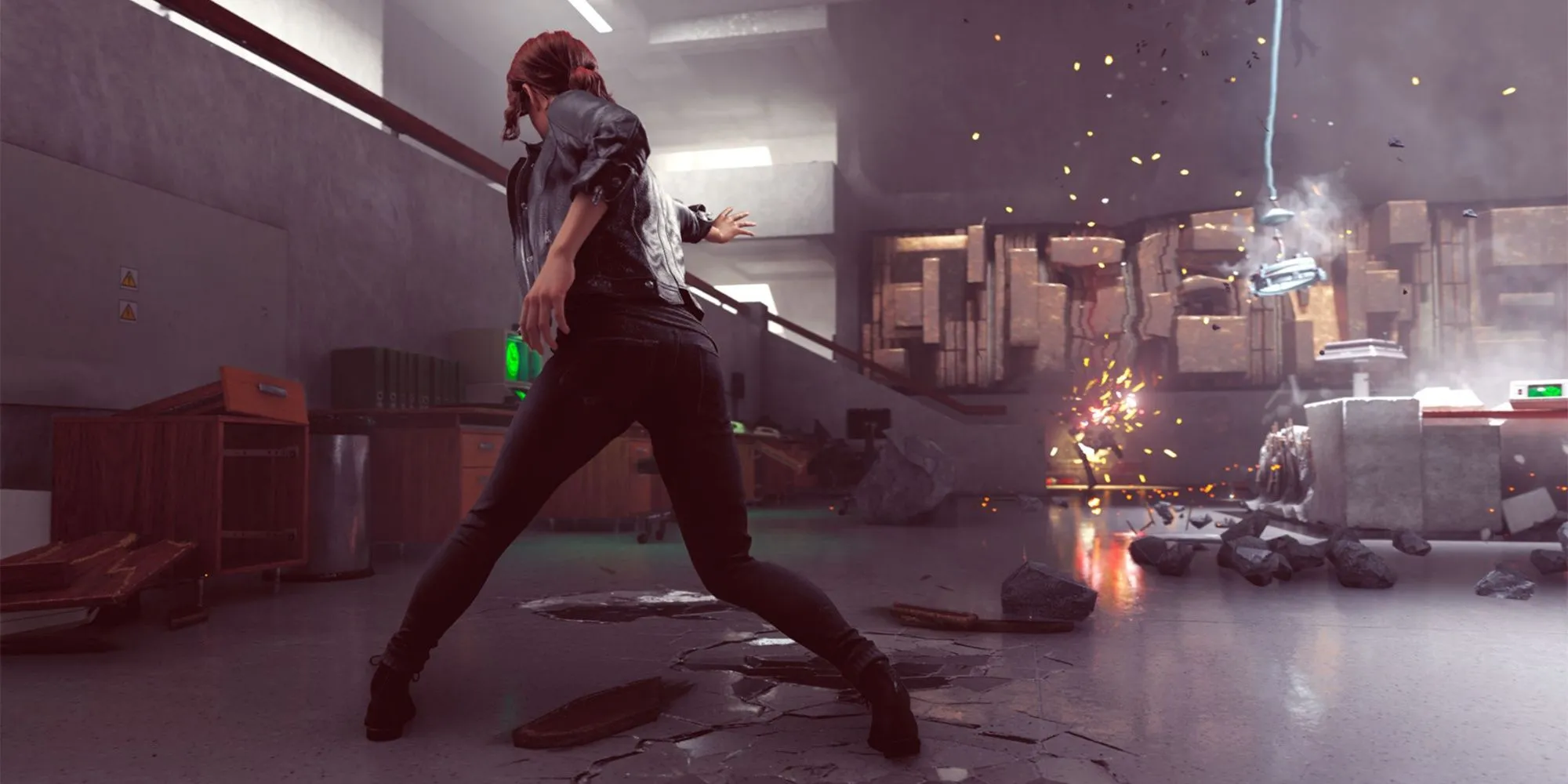 Nhân vật chính Jesse Faden sử dụng năng lực siêu nhiên khám phá trụ sở bí ẩn The Old House trong game hành động Control