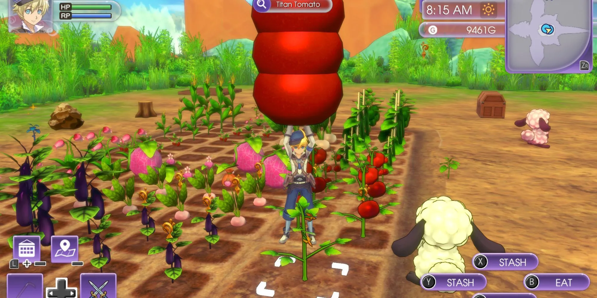 Nhân vật đang làm nông trong Rune Factory 5