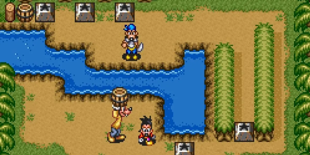 Nhân vật Goofy vác thùng trong game Goof Troop