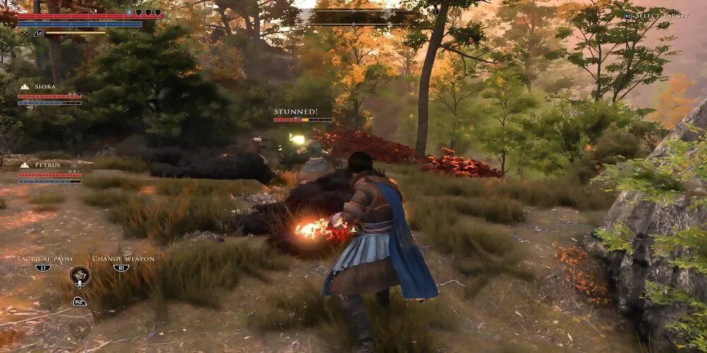 Nhân vật Greedfall sử dụng ma thuật trong trận chiến