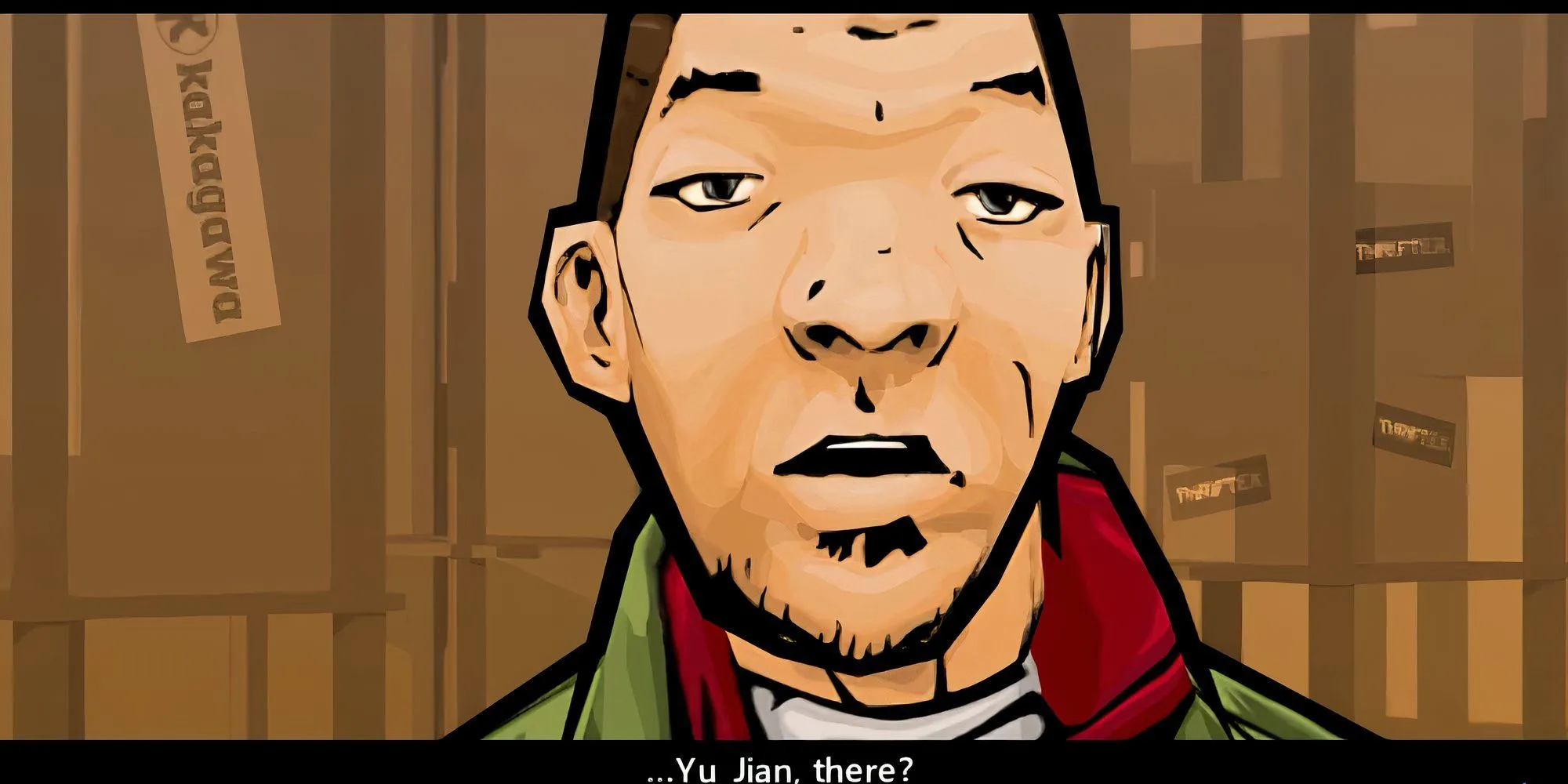 Nhân vật Huang Lee từ GTA Chinatown Wars đang trong một cuộc đối thoại quan trọng