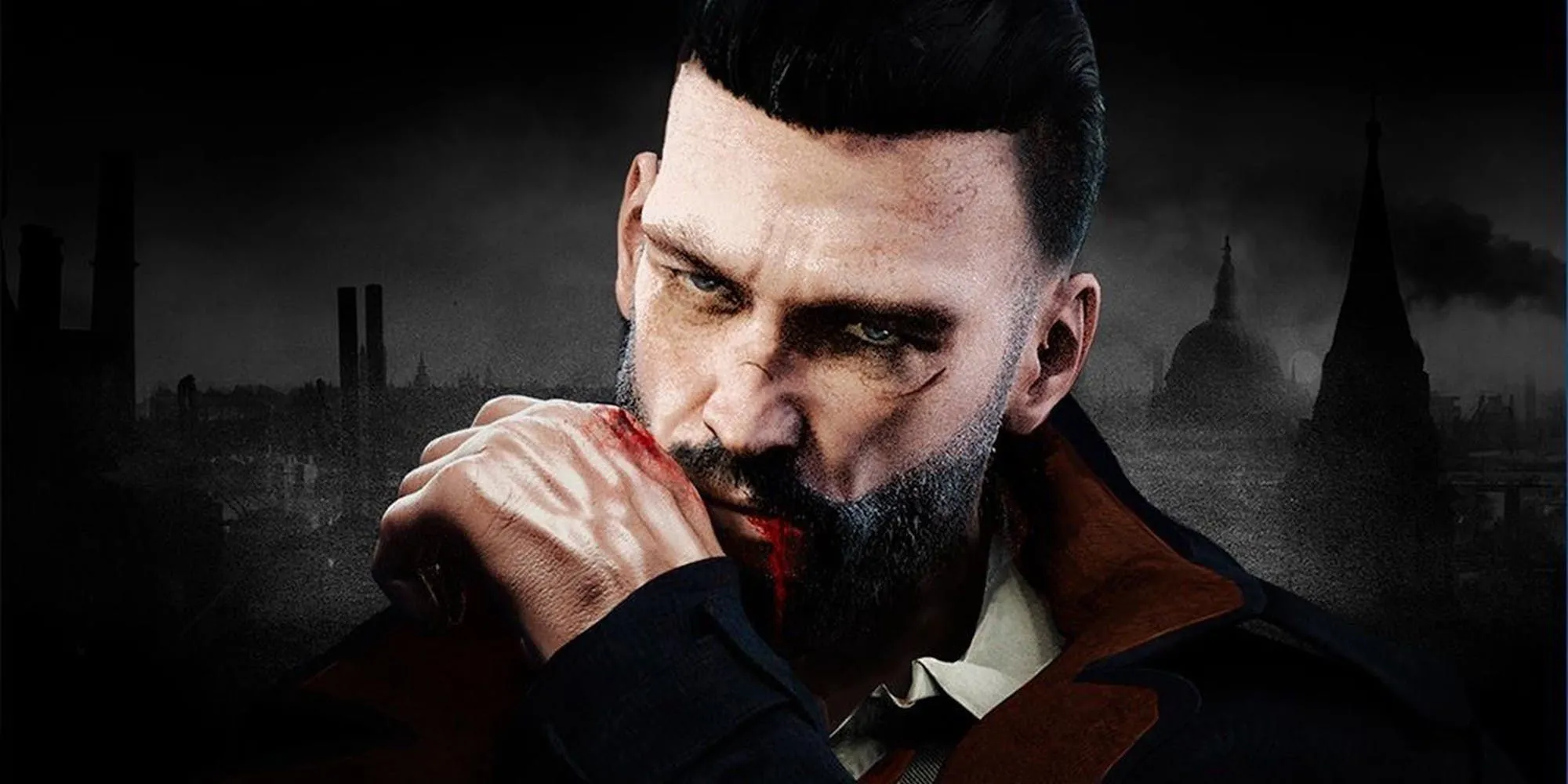 Nhân vật Jonathan Reid trong Vampyr lau vết máu trên mặt