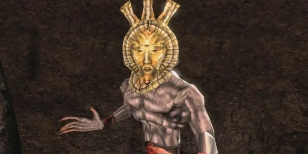 Nhân vật phản diện Dagoth Ur trong game Morrowind với vẻ ngoài đáng sợ.