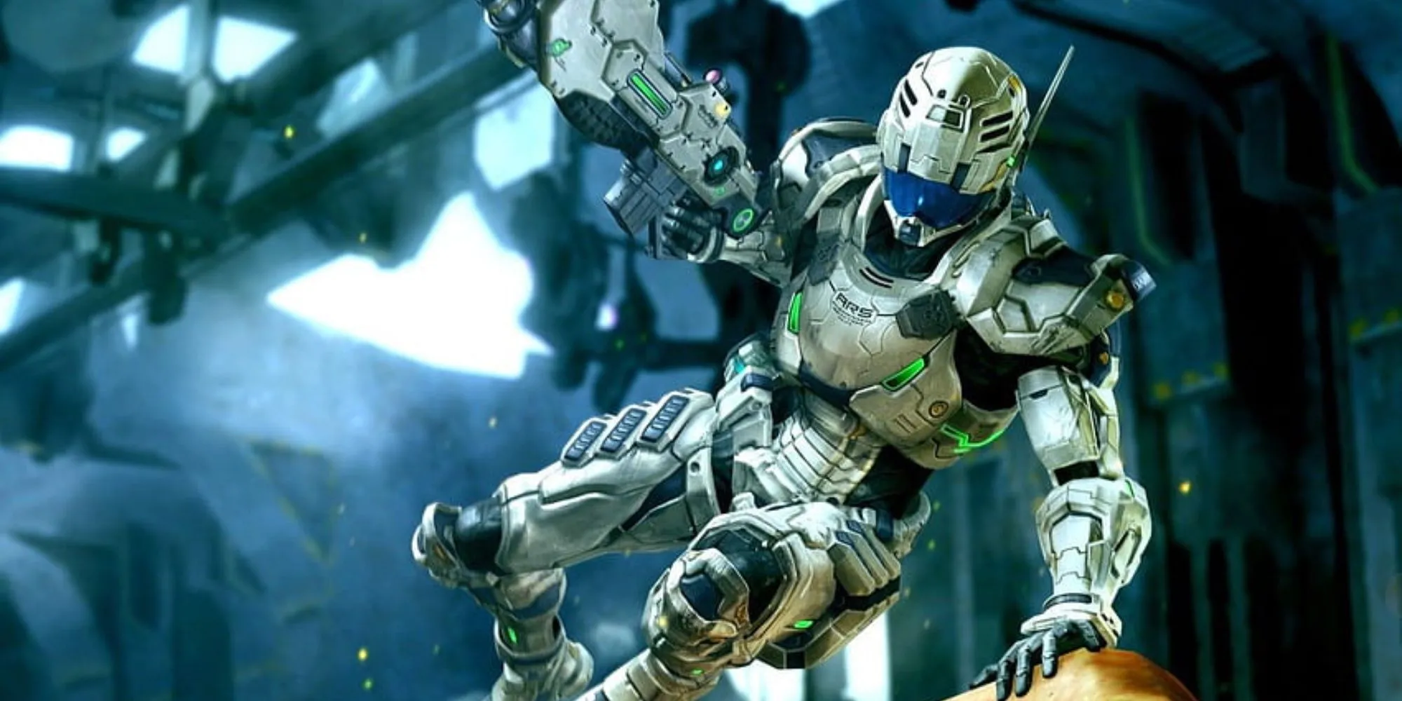 Nhân vật Sam Gideon với bộ giáp ARS trong game Vanquish