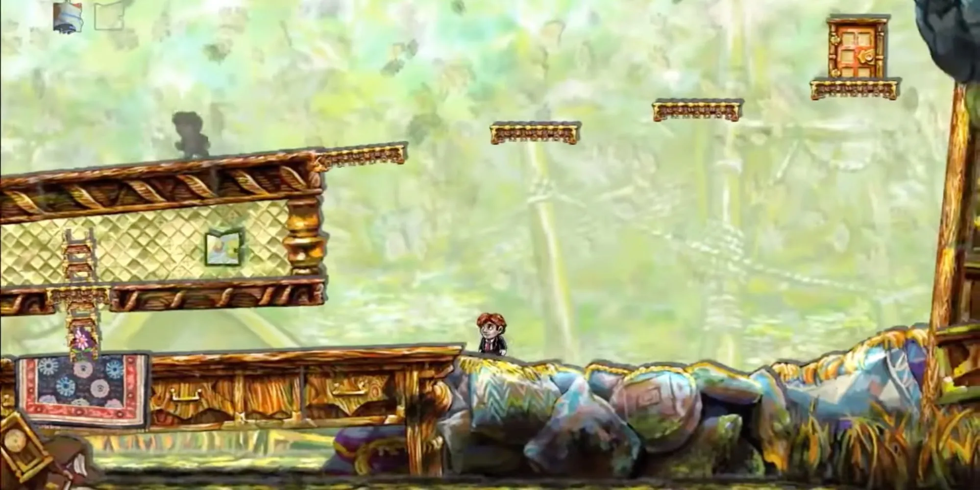 Nhân vật Tim trong game platformer du hành thời gian Braid