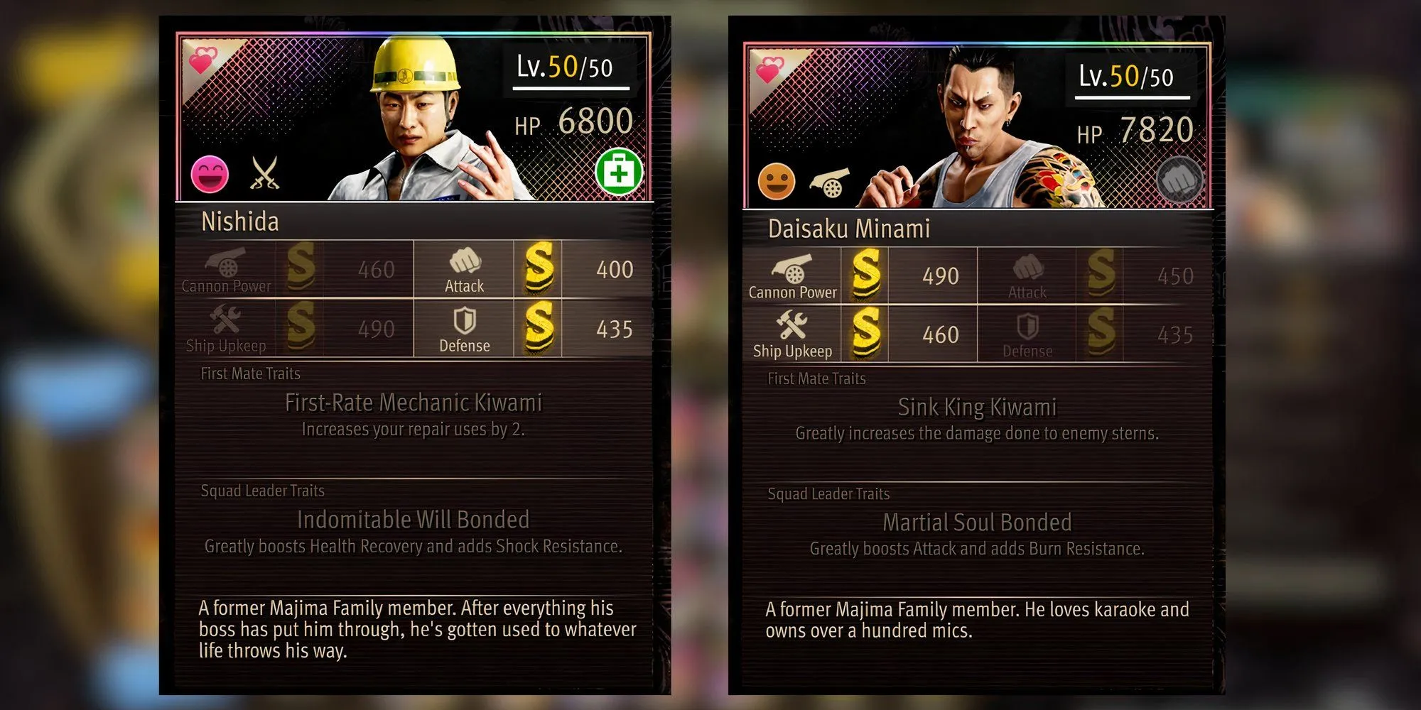 Nishida và Minami, hai thuộc hạ trung thành của Majima, nay là thuyền viên trong Like a Dragon Pirate Yakuza