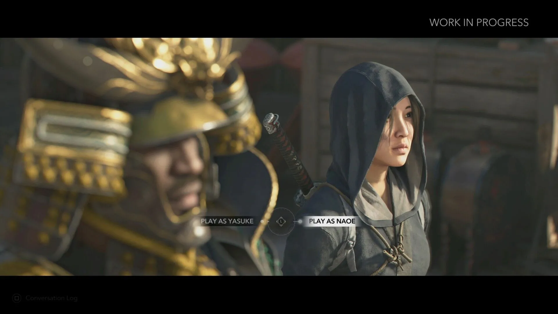Nữ shinobi Naoe trong Assassin's Creed Shadows di chuyển lén lút trên mái nhà cổ Nhật Bản
