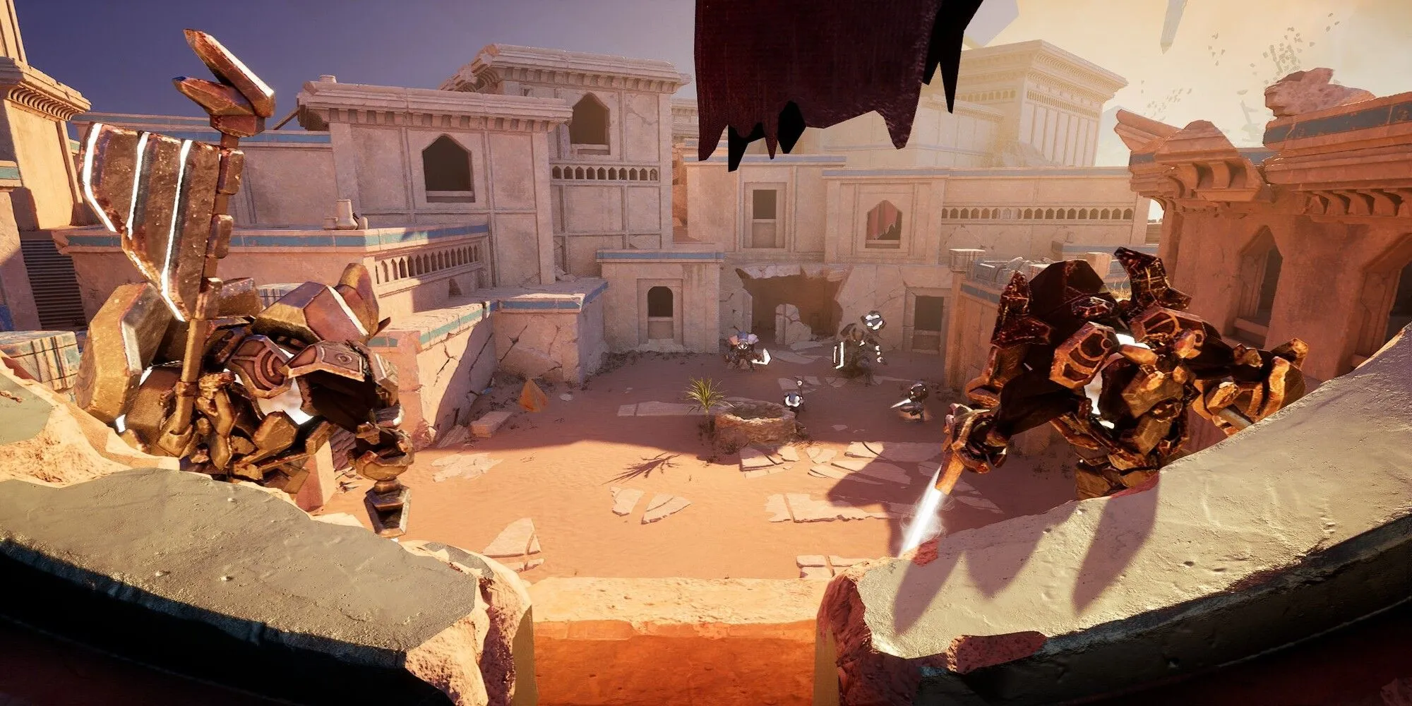 Quang cảnh sa mạc kỳ ảo ở Khu vực (Quadrant) thứ hai của game Empyreal với các automaton di chuyển