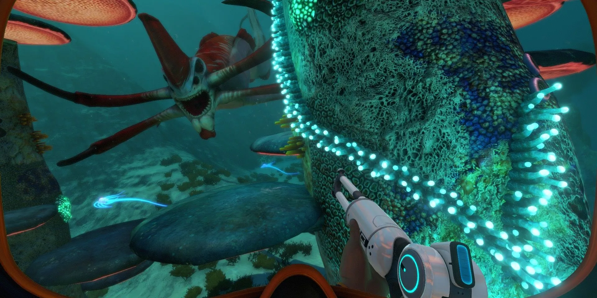 Reaper Leviathan rình rập dưới biển sâu trong game sinh tồn Subnautica