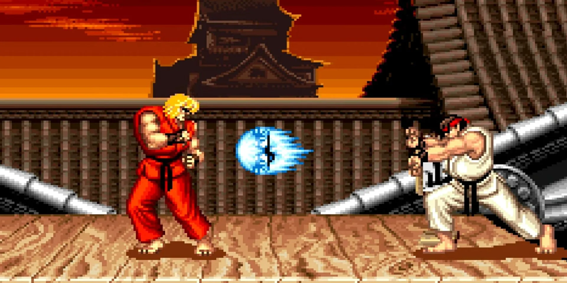 Ryu thực hiện cú Hadouken trong Street Fighter 2