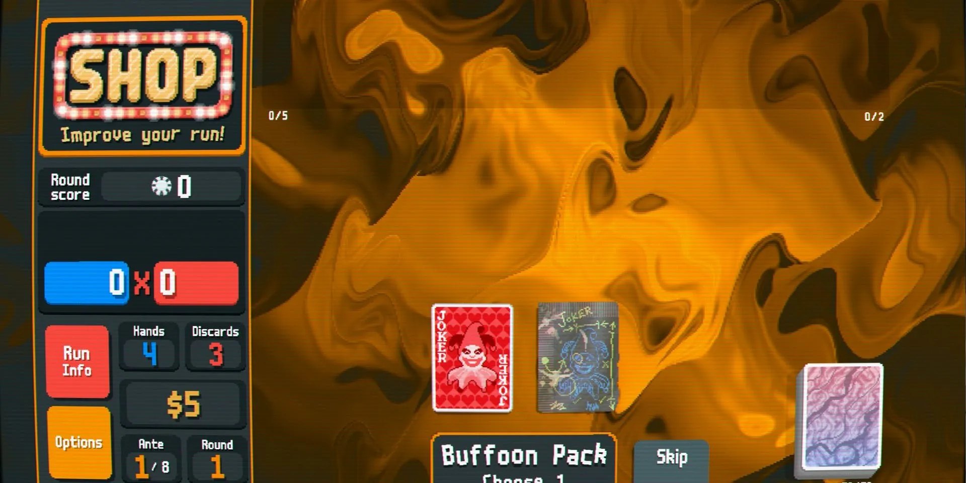 Tổng hợp các Seed Balatro Mạnh Nhất (Code Hạt Giống Cực Hot) 1 Screenshot of Balatro, with the Buffoon Pack containing a Negative Brainstorm.