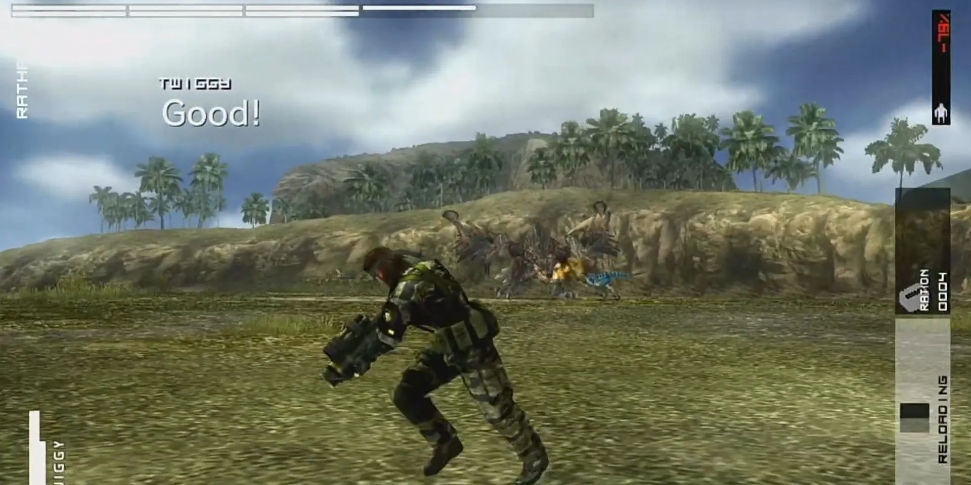 Snake chiến đấu với Rathalos trong Metal Gear Solid: Peace Walker crossover với Monster Hunter