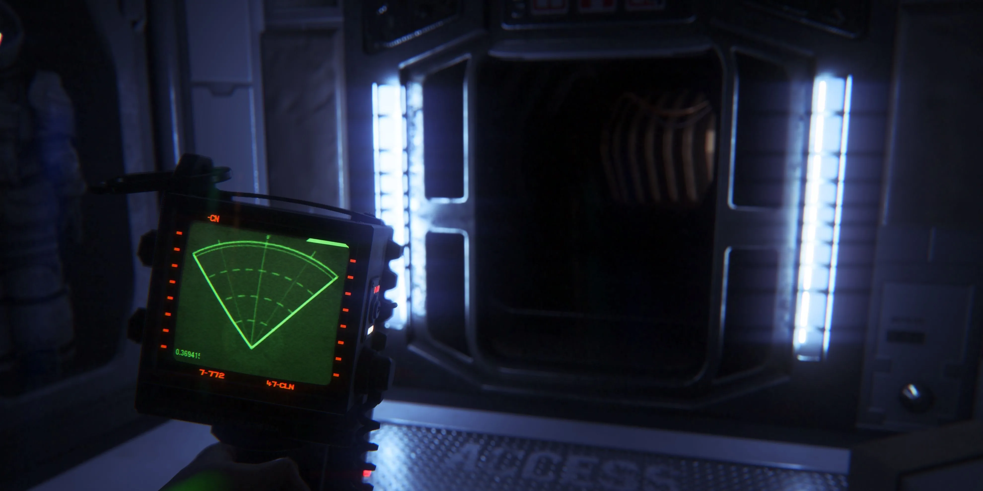 Sử dụng thiết bị dò tìm trong game kinh dị Alien Isolation