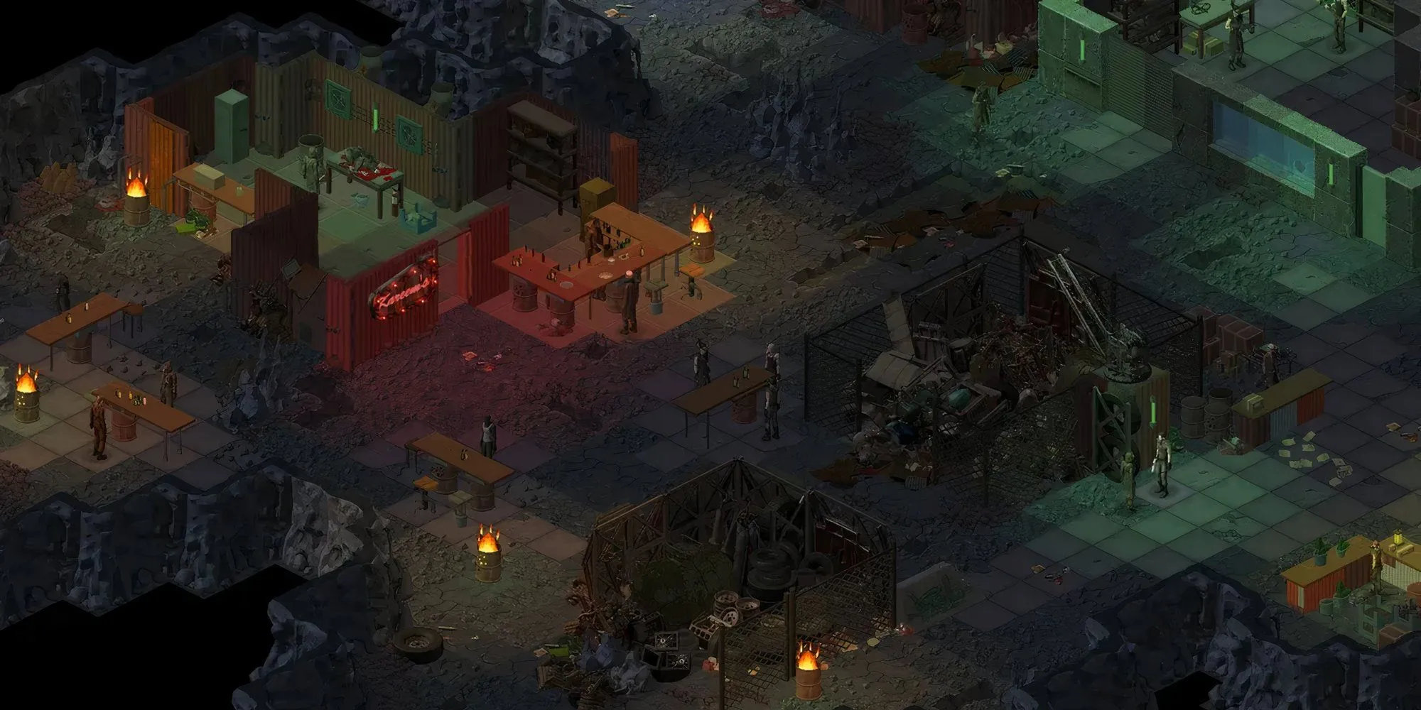 Thành phố ngầm được chiếu sáng lung linh trong game UnderRail