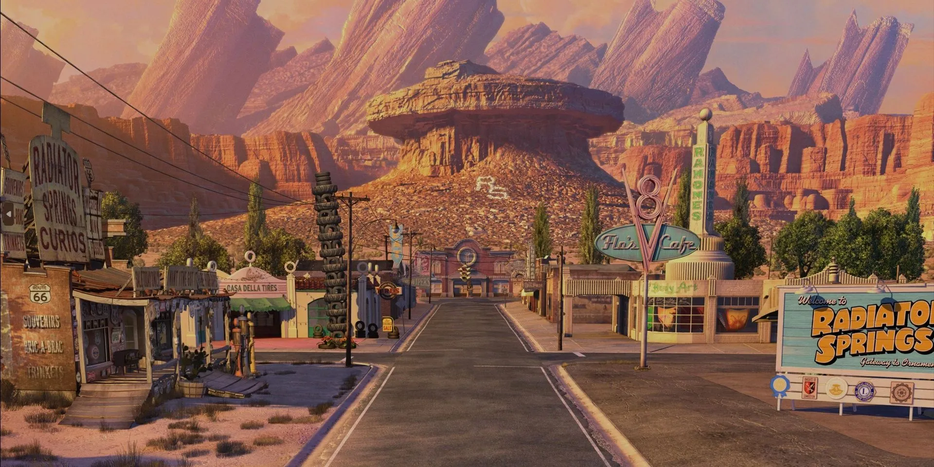 Thị trấn Radiator Springs yên bình trong phim Cars
