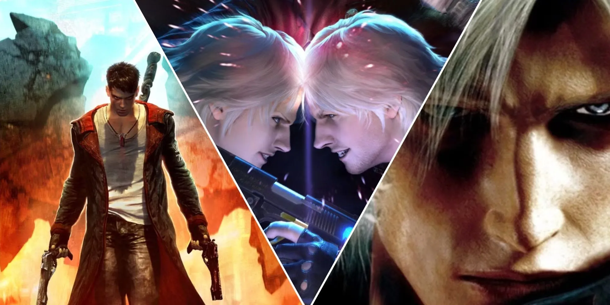 Tổng hợp hình ảnh các phiên bản Devil May Cry, minh họa sự phát triển của series game hành động kinh điển