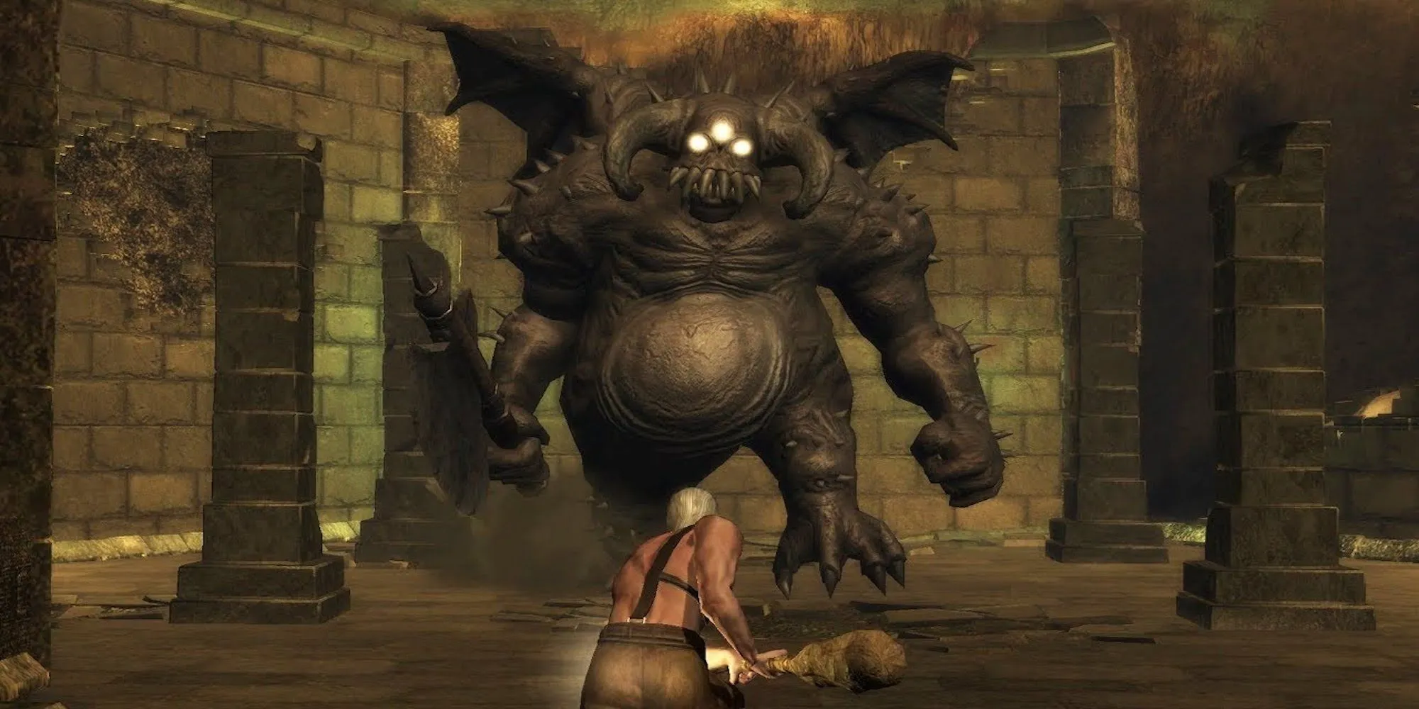 Vanguard Demon's Souls chuẩn bị vung rìu tấn công người chơi