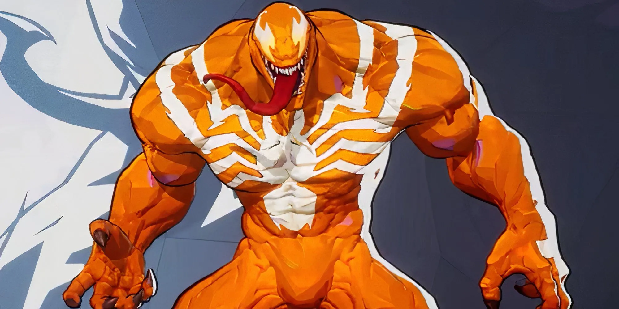 Venom trong trang phục Hyper Orange, trang phục đi kèm emote twerk trong game Marvel Rivals
