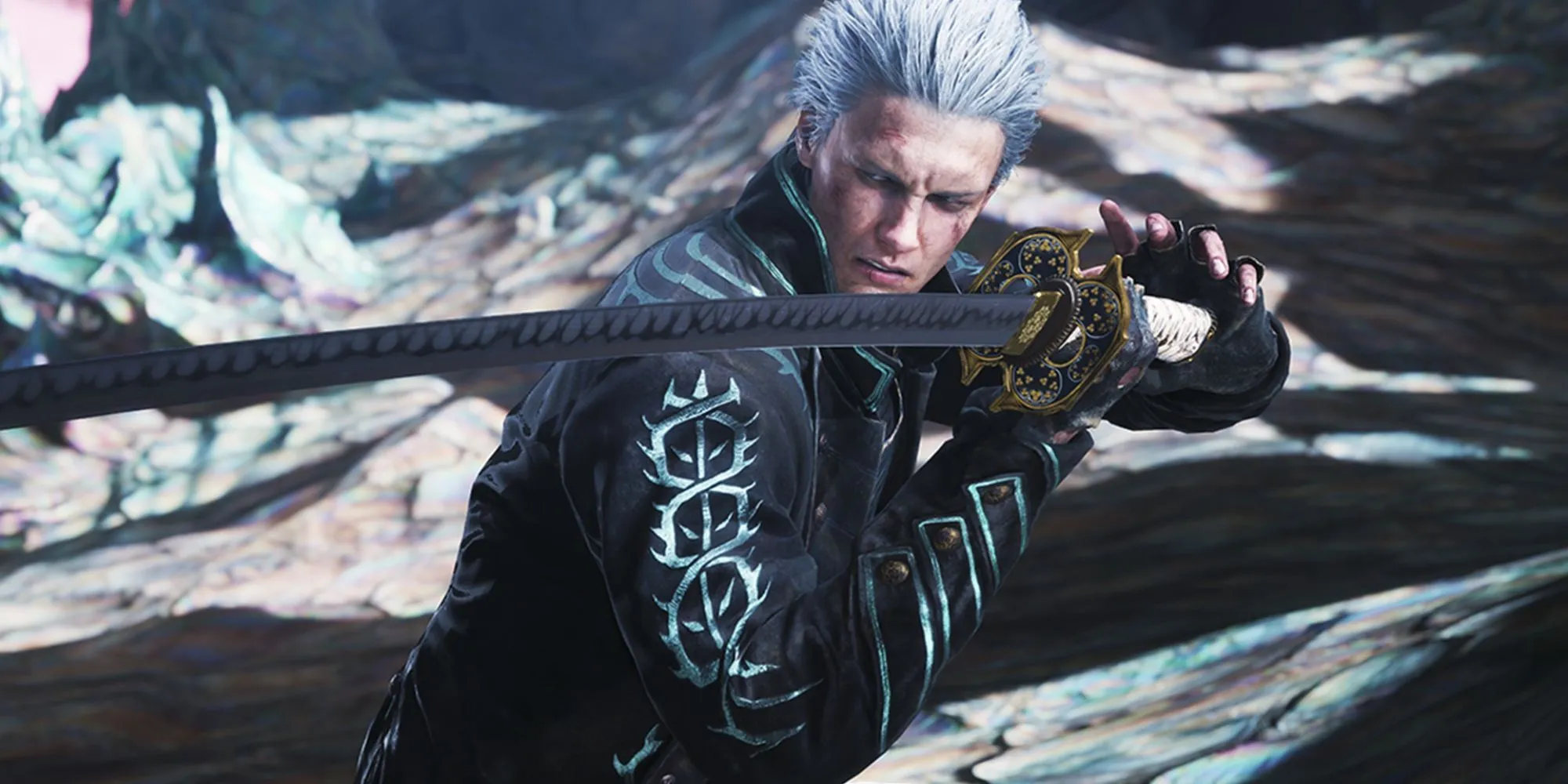 Vergil với thanh kiếm Yamato trong Devil May Cry 5, biểu tượng của sự mạnh mẽ trong gameplay