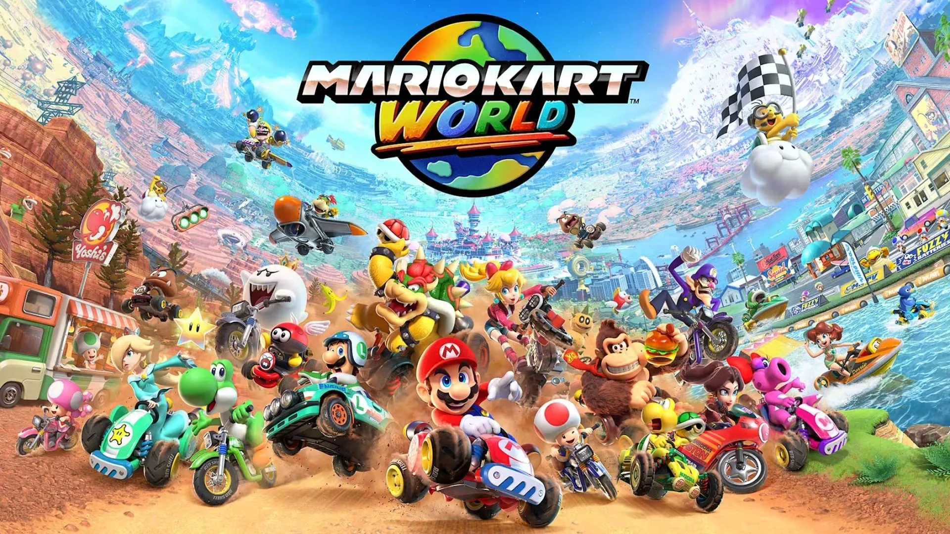 Ảnh gameplay Mario Kart World, minh họa cuộc đua