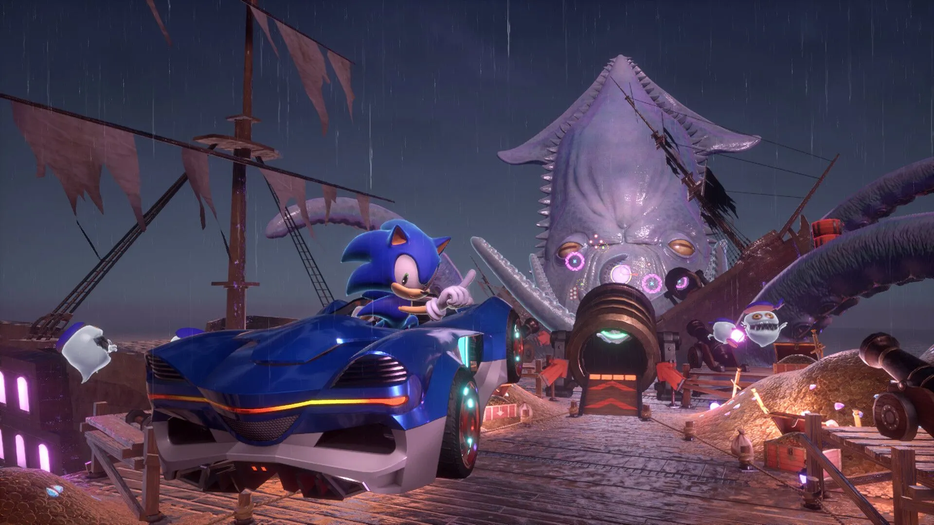 Cảnh đua xe đầy màu sắc trong Sonic Racing CrossWorlds