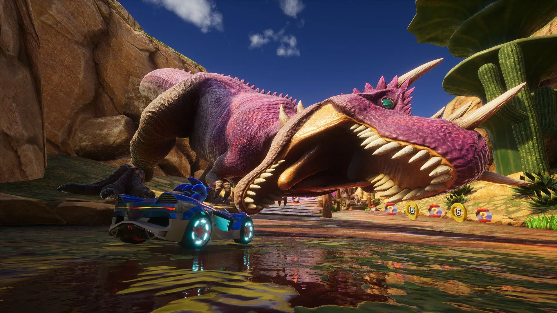 Hình ảnh đua xe trong Sonic Racing CrossWorlds với nhiều nhân vật khác nhau