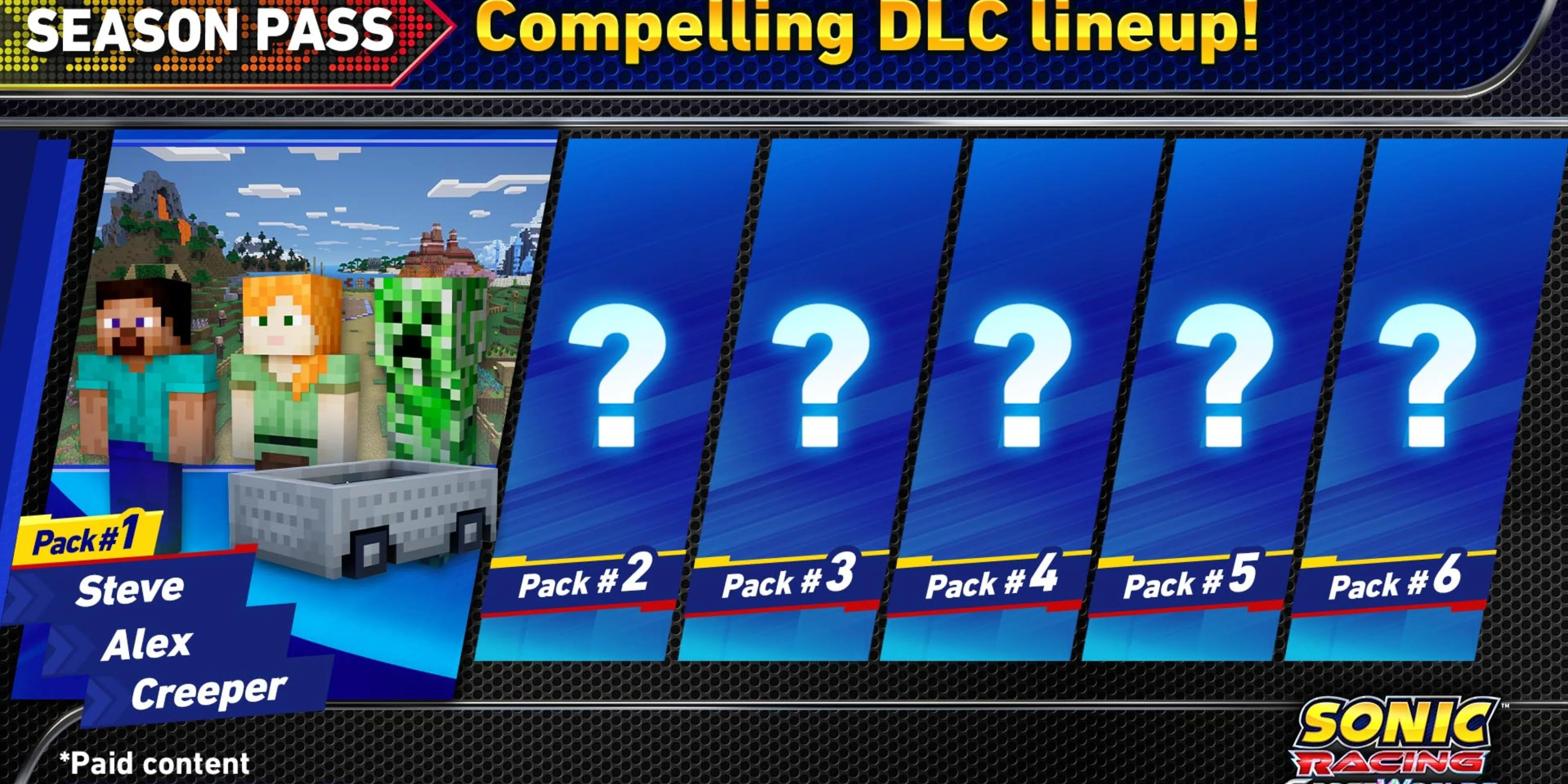 Hình ảnh giới thiệu các gói nội dung bổ sung dự kiến có trong Season Pass của Sonic Racing CrossWorlds