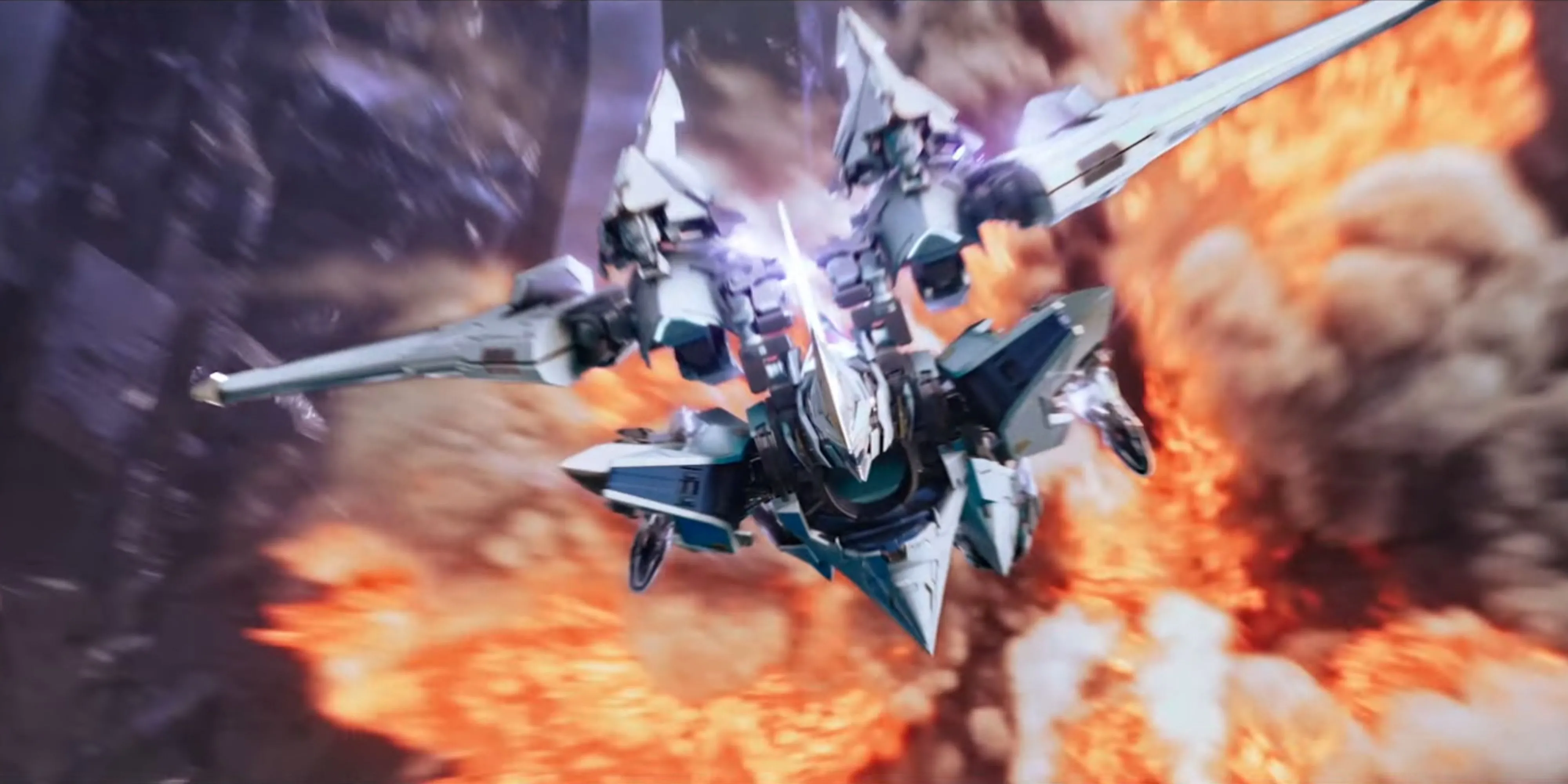 Mech bay lượn trên không trong gameplay Mecha Break