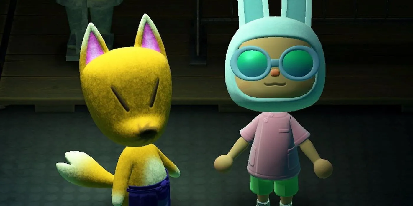 Nhân vật Redd và người chơi đứng trong thuyền của hắn trong Animal Crossing New Horizons.