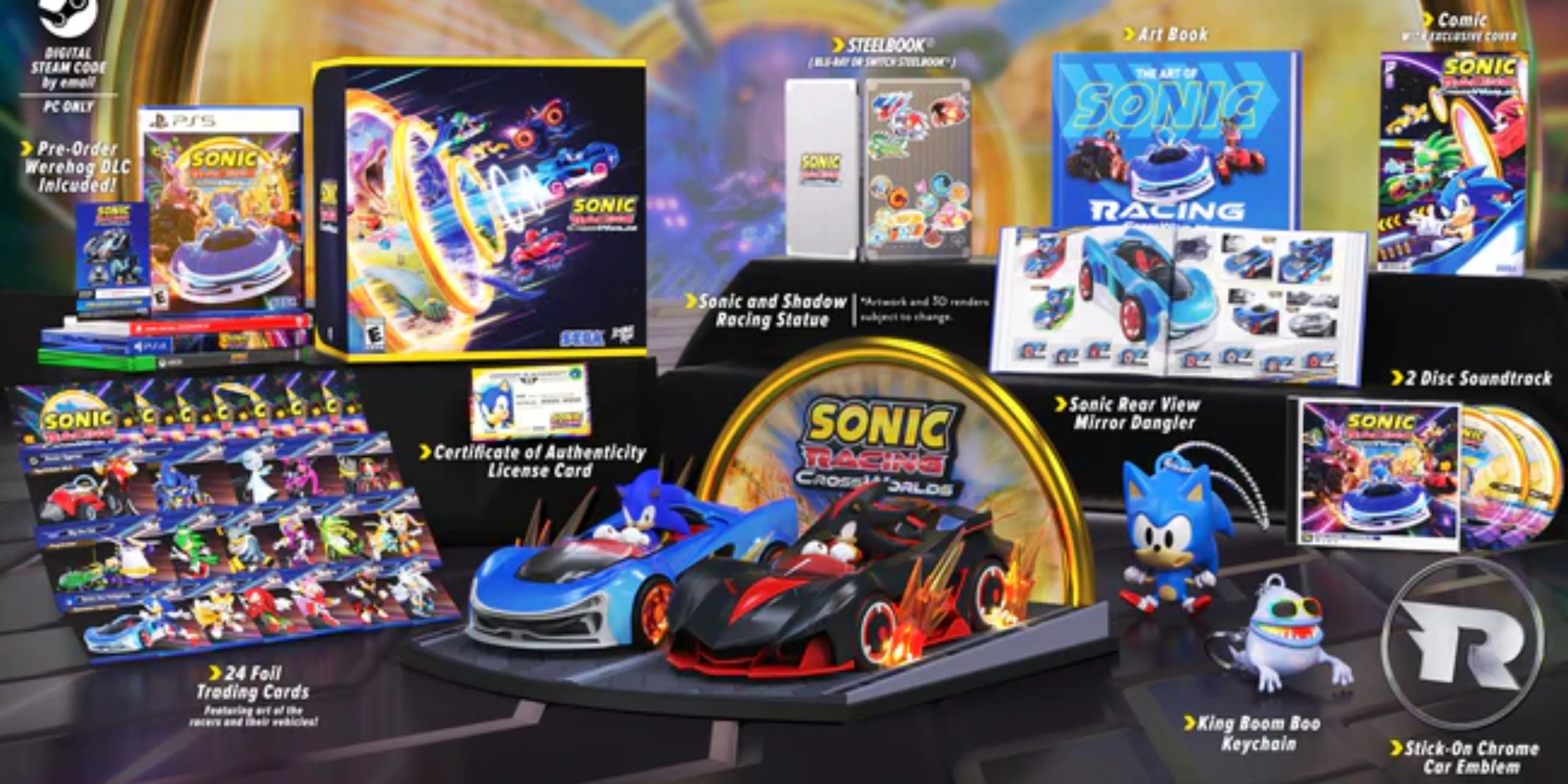 Toàn bộ vật phẩm đi kèm trong phiên bản Collector's Edition của Sonic Racing CrossWorlds