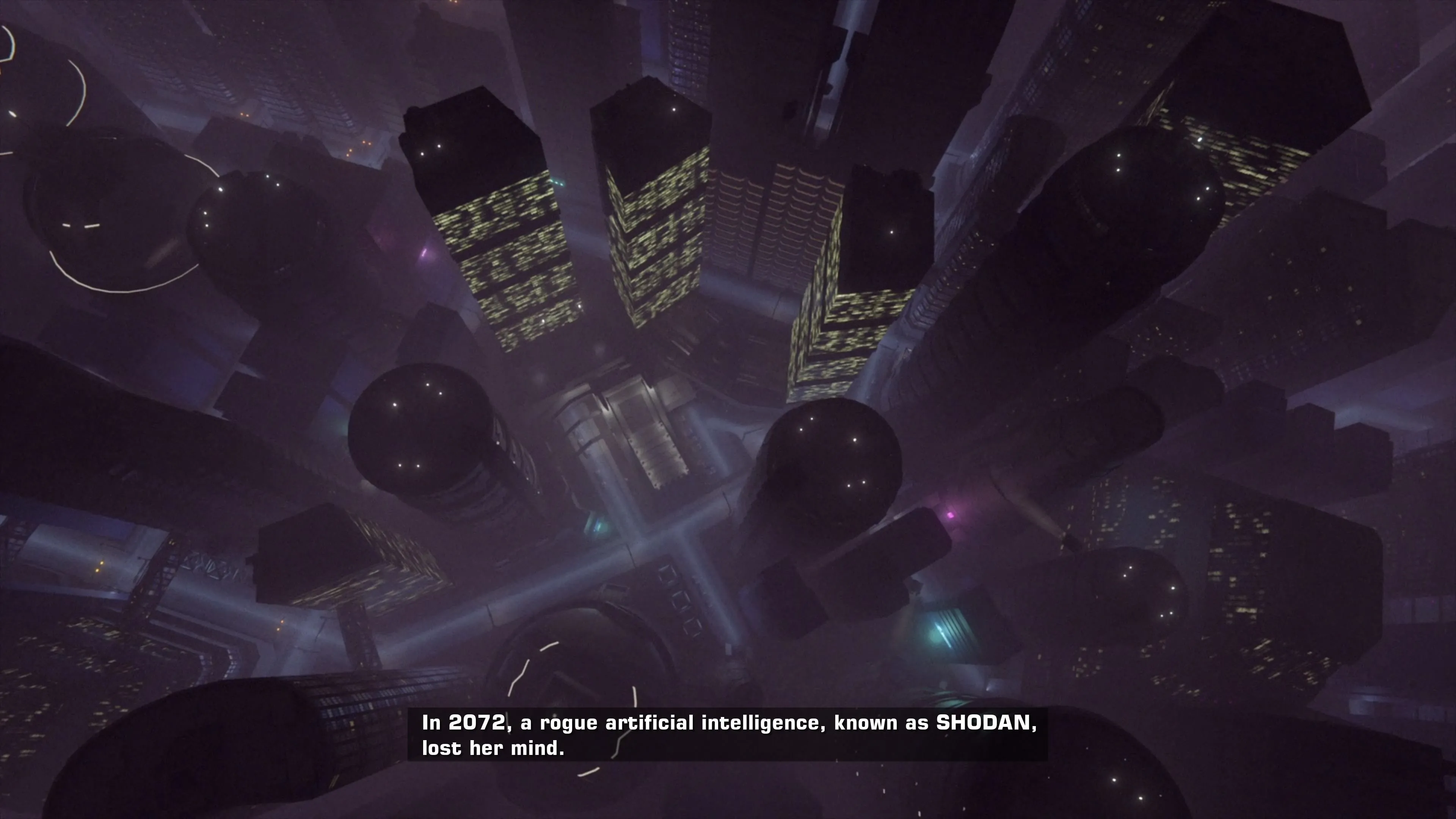 Ảnh chụp màn hình bối cảnh tàu vũ trụ trong System Shock 2 Remaster.