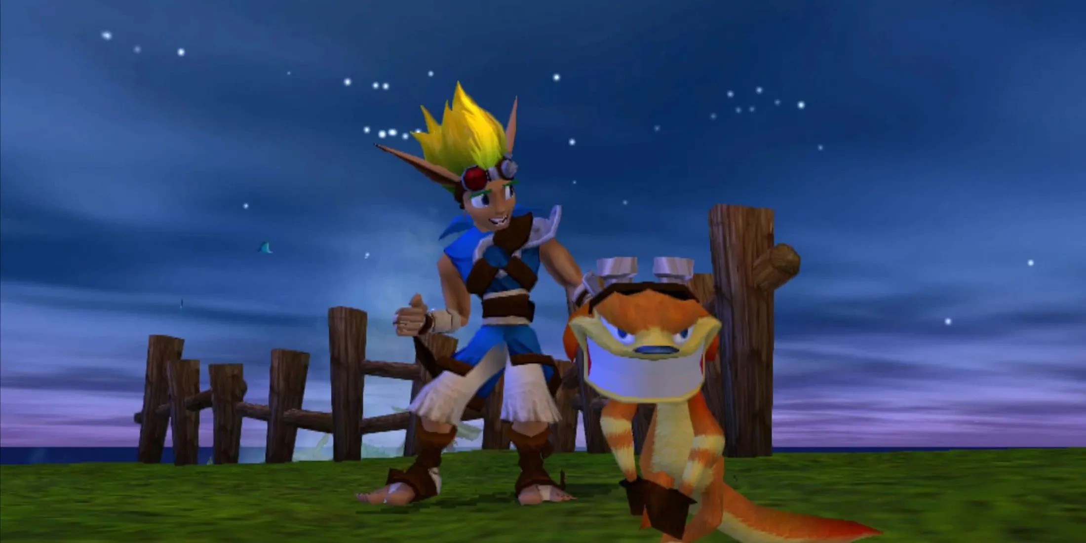 Ảnh nhân vật Jak và Daxter trong game đi cảnh Jak &amp; Daxter: The Precursor's Legacy