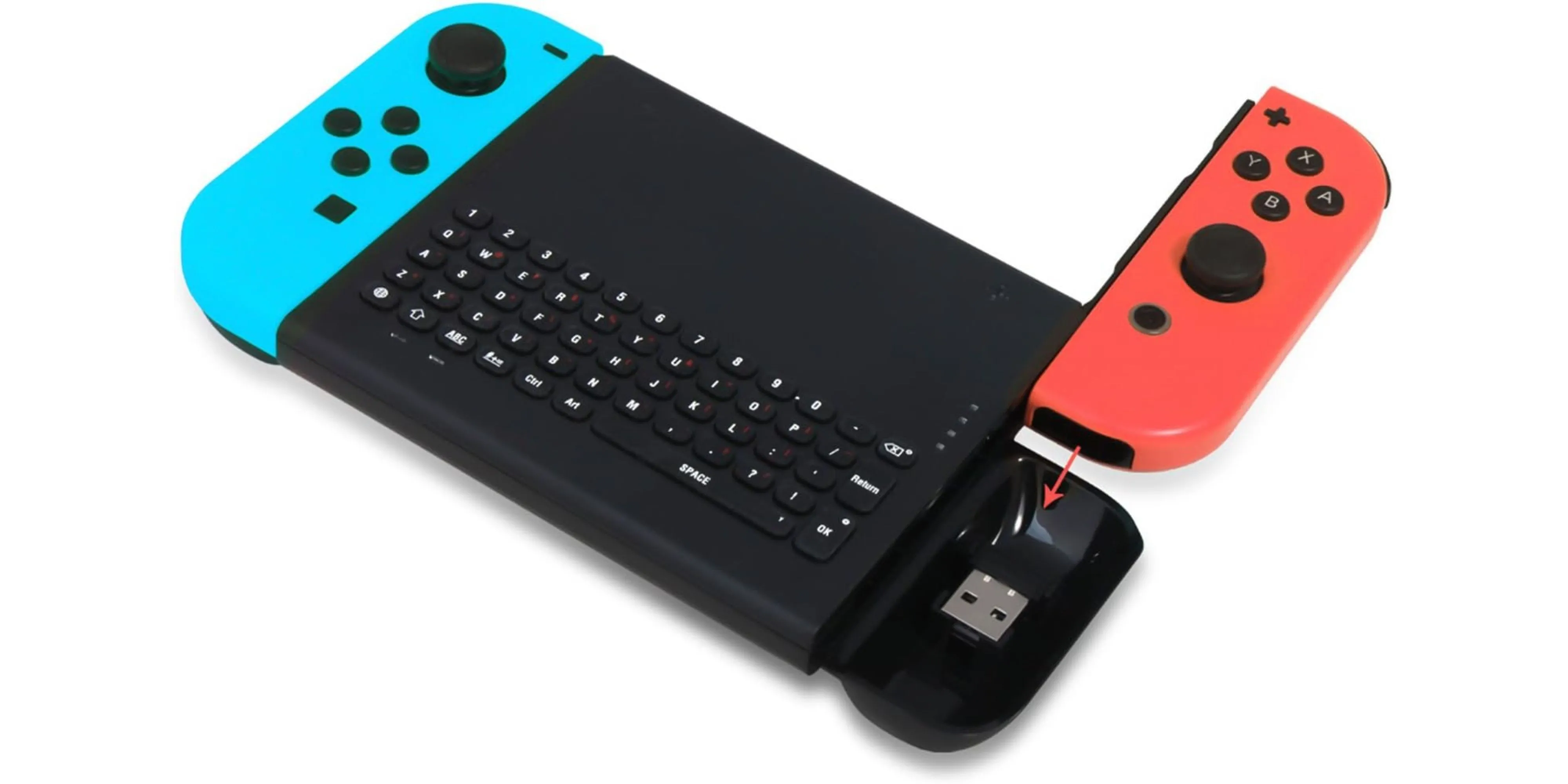 Bàn phím nhỏ gọn gắn kèm Joy-Con của Nintendo Switch, tiện lợi cho việc nhập liệu và chat trong game.