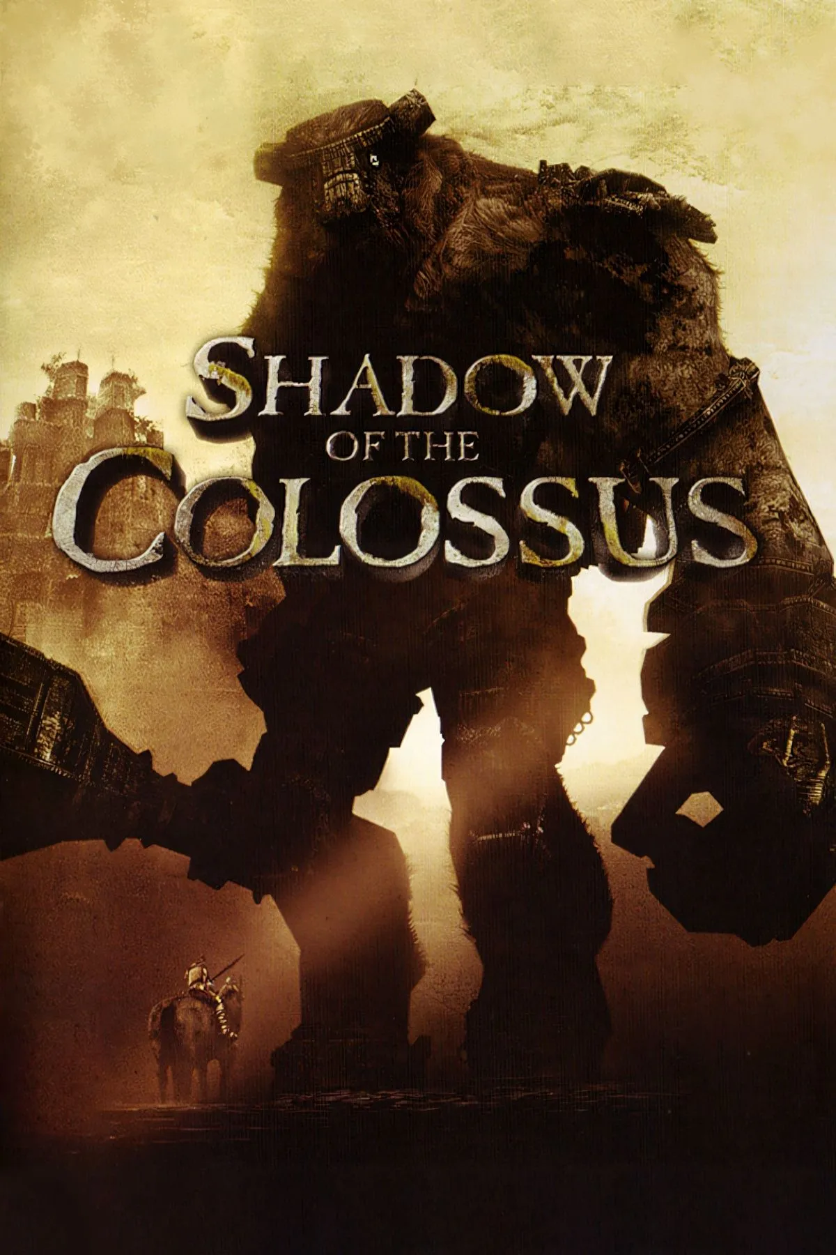 Bìa game Shadow of the Colossus, thể hiện sự kết hợp nghệ thuật và kỹ thuật thiết kế boss