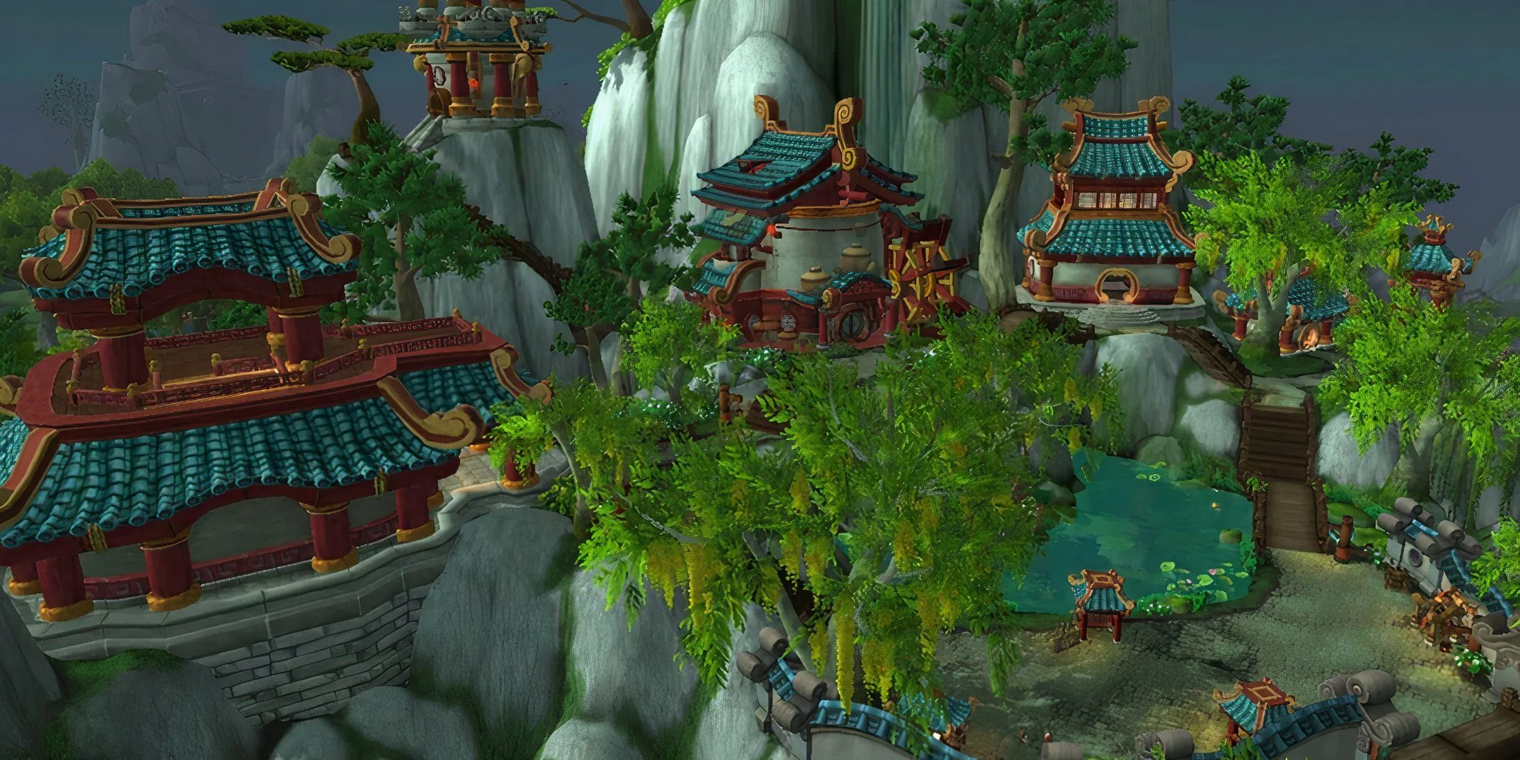 Bình minh nở rộ Dawn's Blossom trong World of Warcraft Mists of Pandaria, trung tâm huấn luyện và giao thương