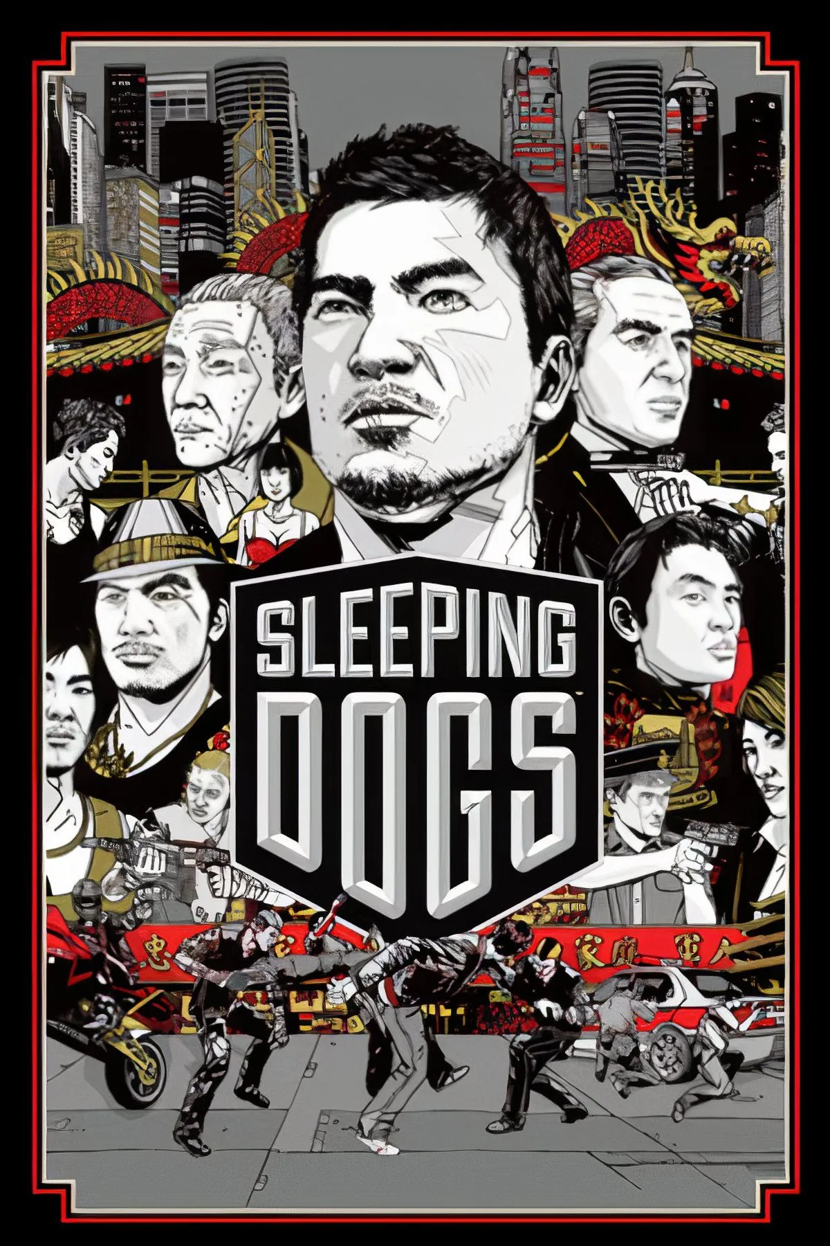 Bối cảnh đường phố Hồng Kông sống động trong Sleeping Dogs, với hiệu ứng ánh sáng và chi tiết vật thể được engine tái hiện chân thực