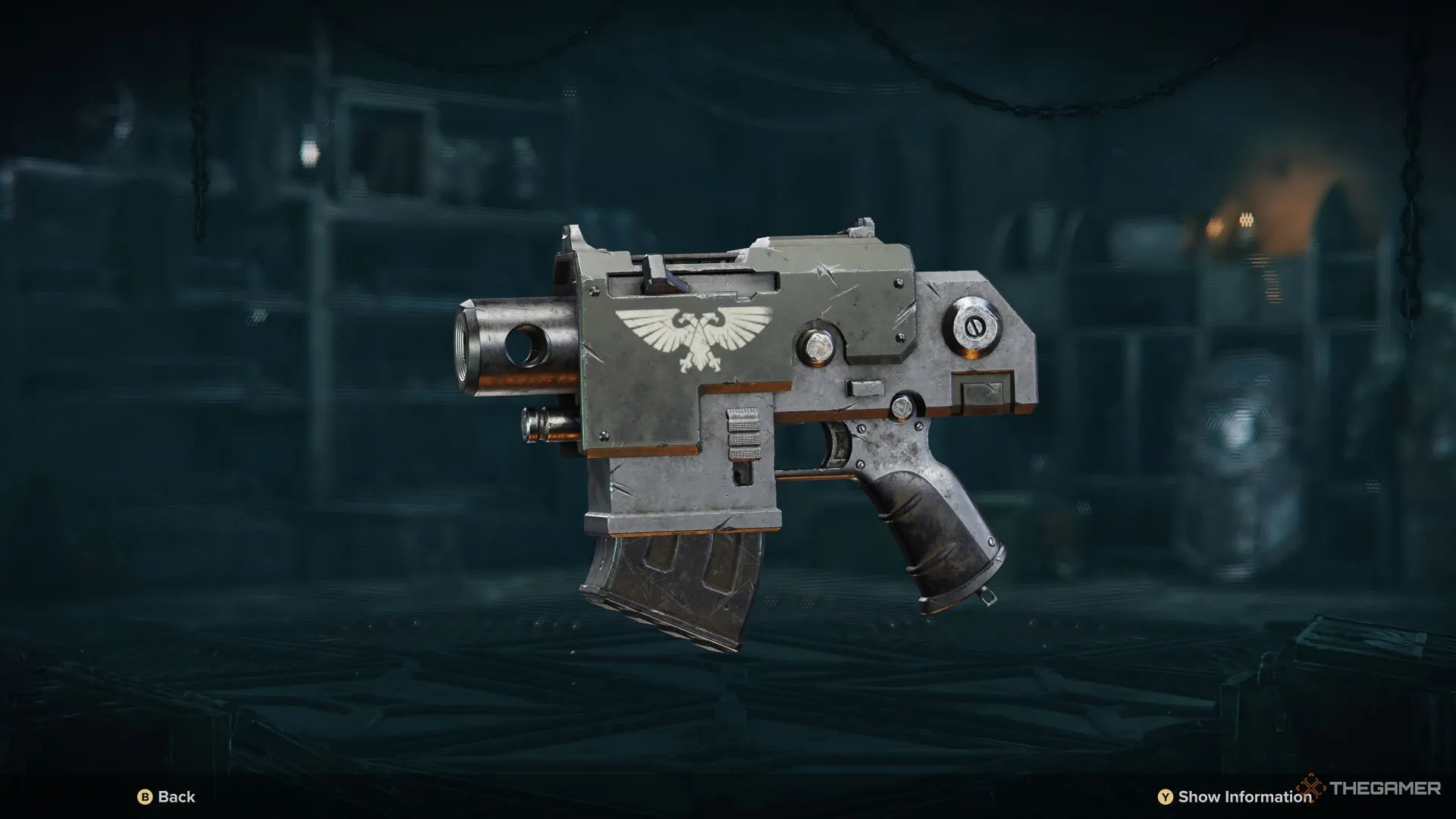 Bolt Pistol, súng ngắn mạnh mẽ của Arbites được trang bị trong Darktide.