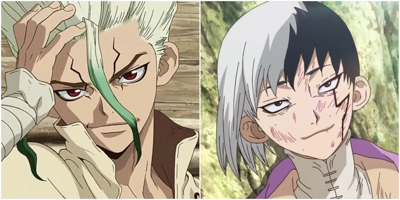 Các nhân vật chính từ anime Dr. Stone, đại diện cho tinh thần khoa học và đổi mới trong một thế giới hậu tận thế.