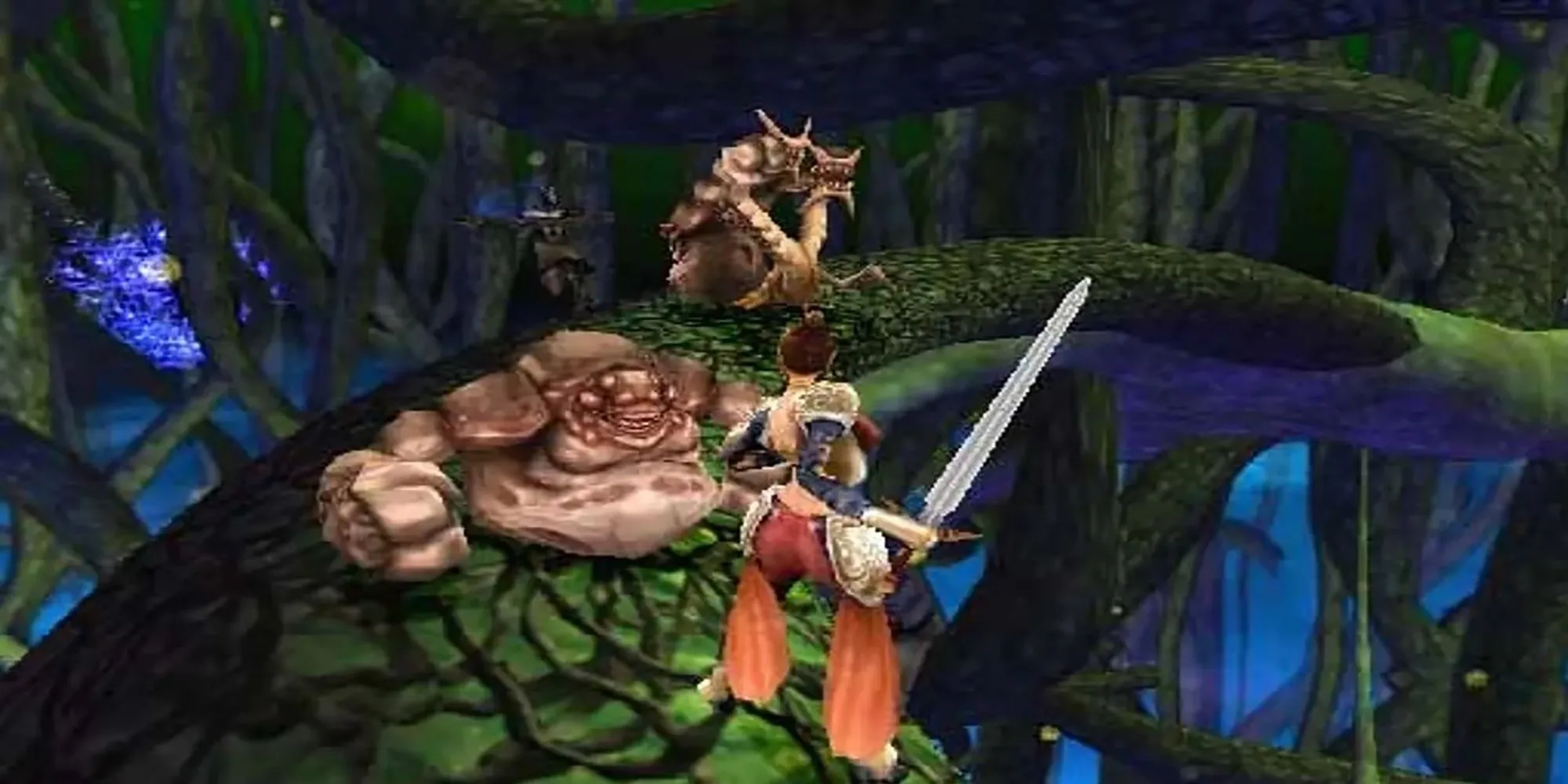 Cảnh chiến đấu trong game RPG thế giới mở Summoner trên PS2