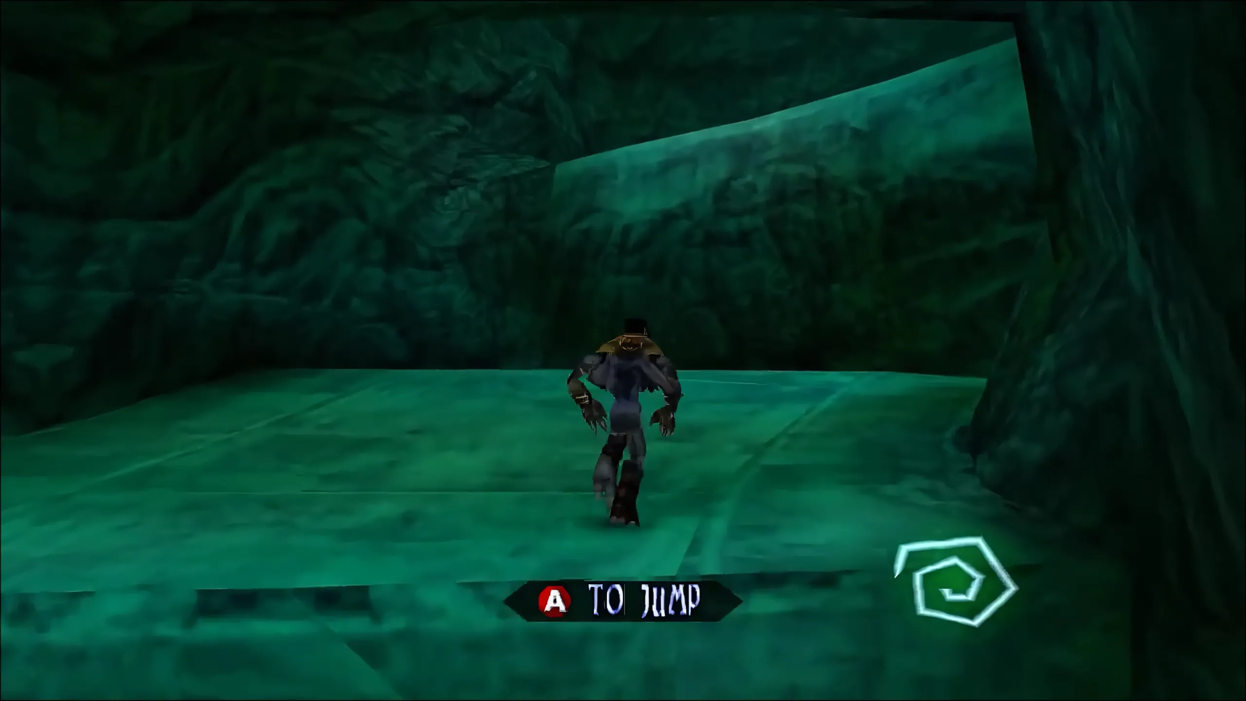 Cảnh quan The Abyss trong Soul Reaver, với kiến trúc đá cổ kính và bầu không khí u ám đặc trưng.