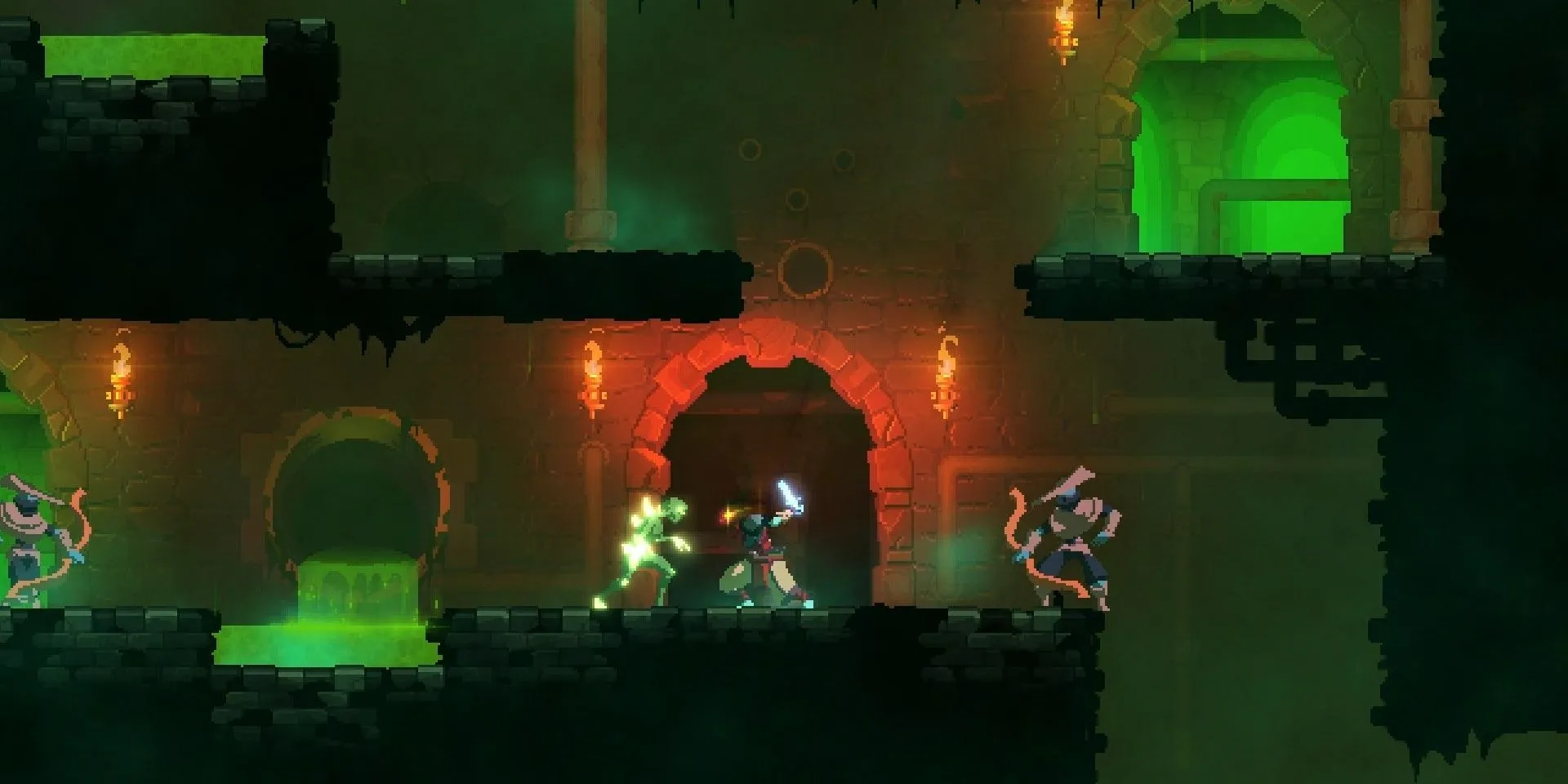 Chiến đấu kẻ thù trong cống ngầm ở Dead Cells