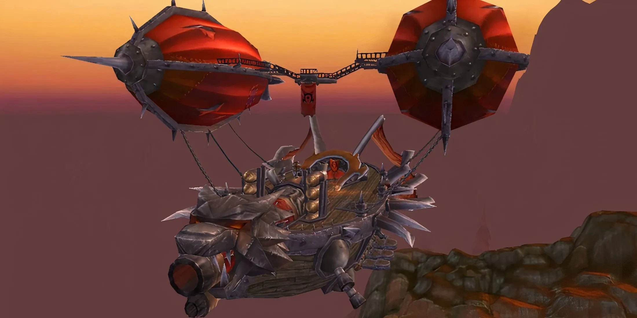 Chiến hạm "Nắm Đấm Của Hellscream" của phe Horde đang tiến vào Pandaria trong WoW Mists of Pandaria